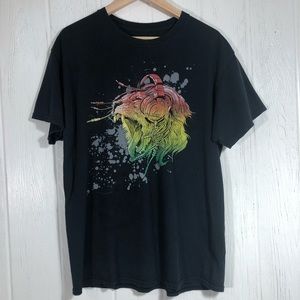 Audio Council Adult Tee Lion T-Shirt L Black Rainbow